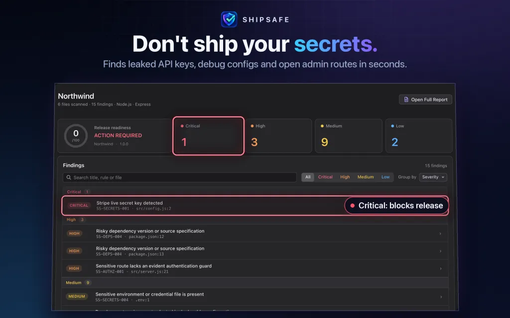 SHIPSAFE · Mac App Store: store screenshot